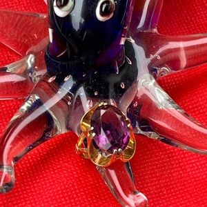 Just in- 18k high gold plated ring with amethyst